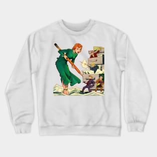 Beautiful Giant Redheaded Woman Brenda Starr Pencil Guns Mobsters Papers Green Dress Retro Comic Vintage Cartoon Book Crewneck Sweatshirt